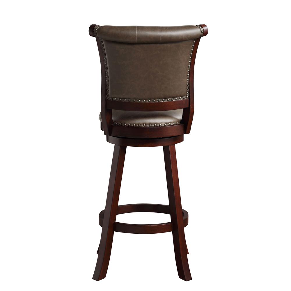 SH Tufted 44.5 in. Mahogany High Back Wood 29 in. Bar Stool. Picture 3
