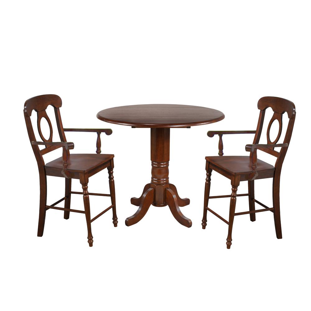 42.5 in. Distressed Chestnut Brown High Back 24 in. Bar Stool  (Set of 2). Picture 3