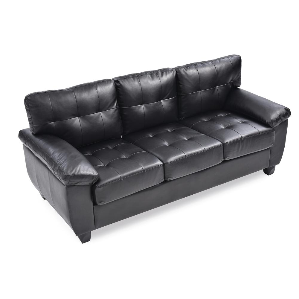 Gallant 78 in. W Flared Arm Faux Leather Straight Sofa in Black. Picture 3