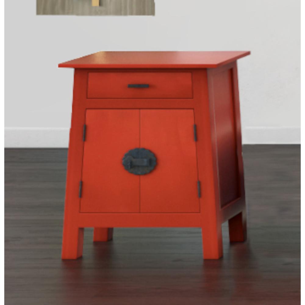 Shabby Chic Cottage 21 in. Red Rectangular Wood End Table. Picture 7