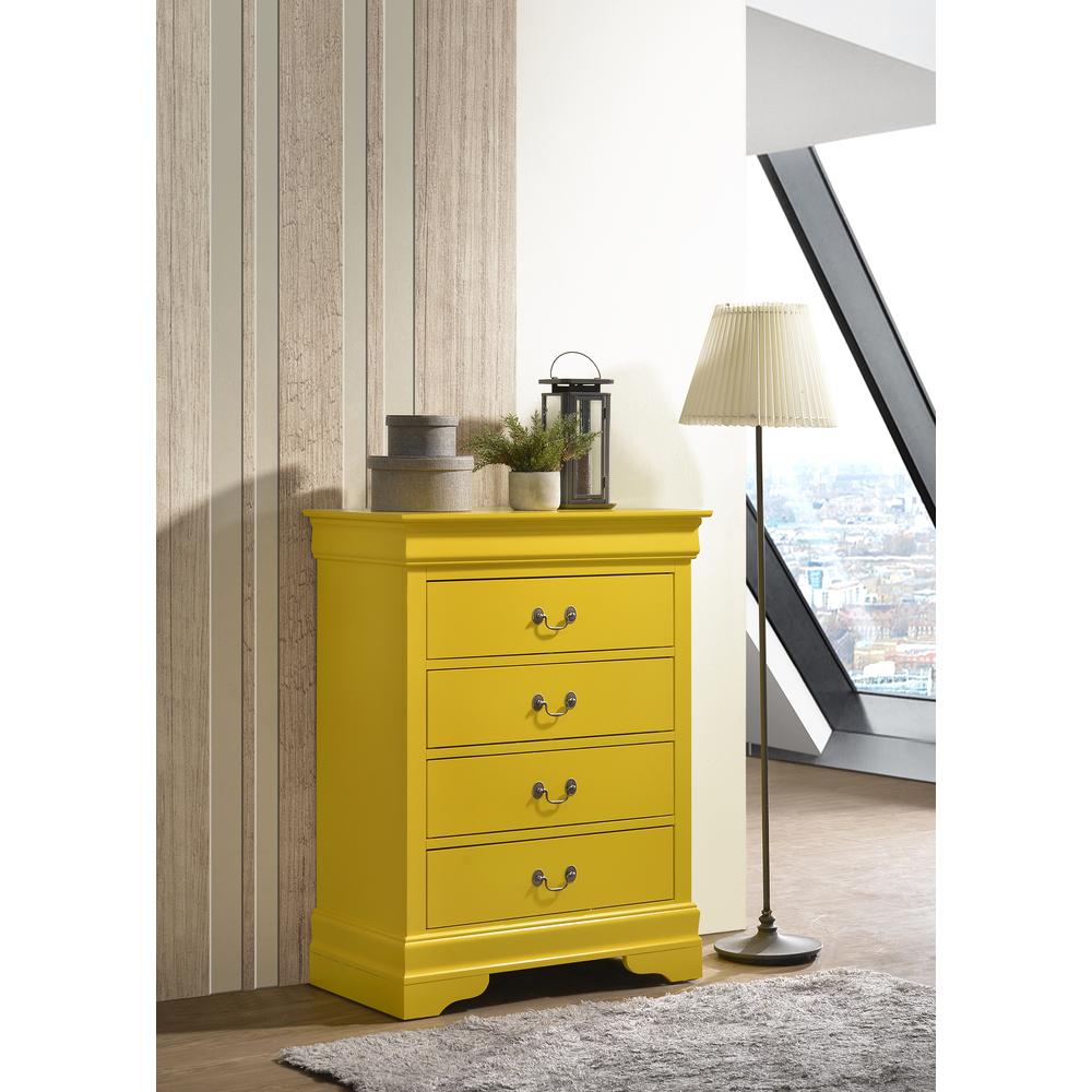 Louis Phillipe Yellow 4 Drawer Chest of Drawers (41 in L. X 16 in W. X 41 in H.). Picture 5