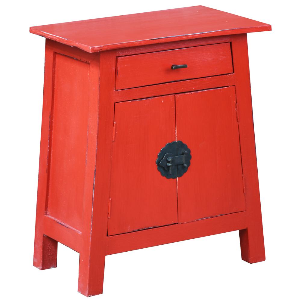 Shabby Chic Cottage 21 in. Red Rectangular Wood End Table. Picture 2