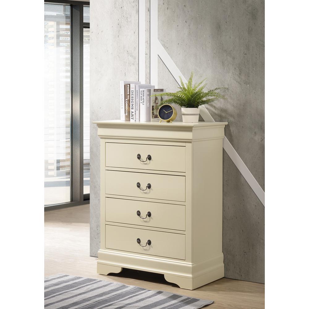 Louis Phillipe Beige 4 Drawer Chest of Drawers (31 in L. X 16 in W. X 41 in H.). Picture 5