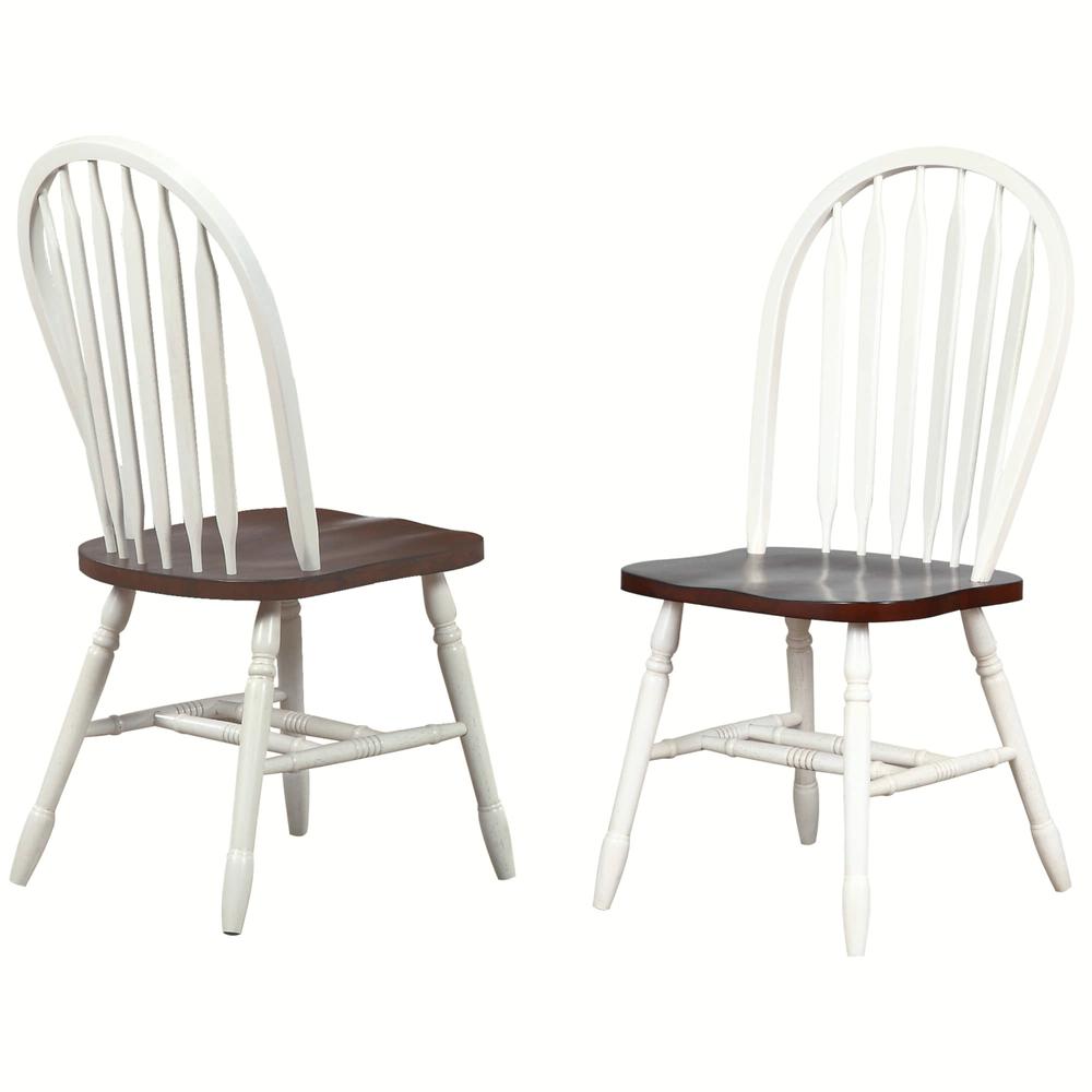 Andrews Malaysian Oak Wood Distressed Antique White with Chestnut Brown Side Chair (Set of 2). Picture 2