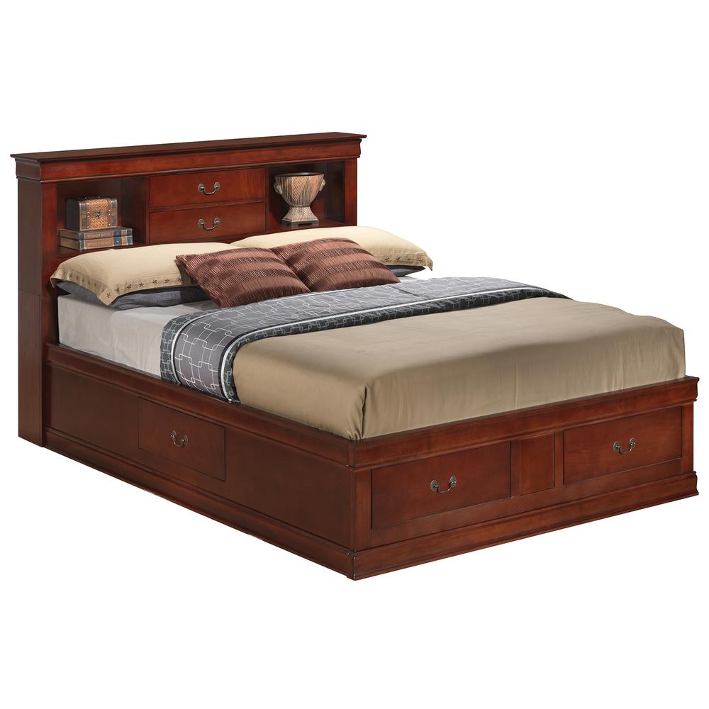 Louis Philippe Cherry King Storage Platform Bed. Picture 1