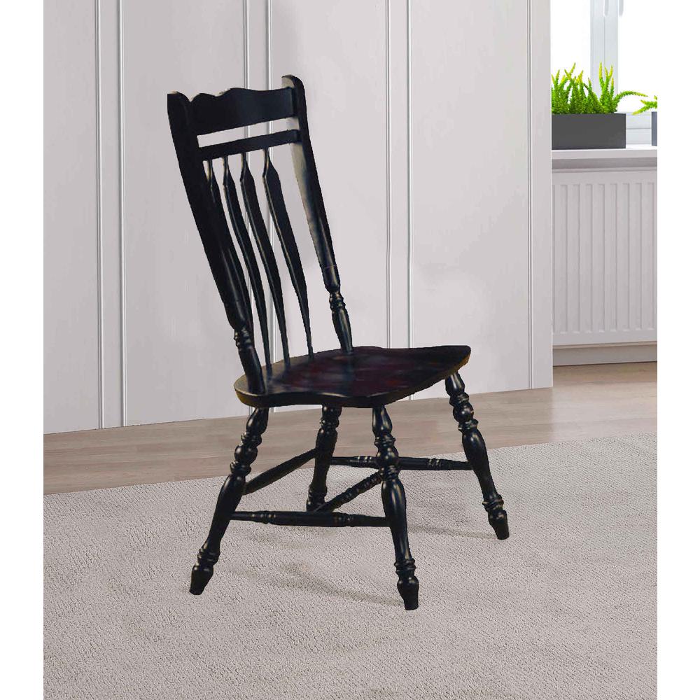 Oak Selections Distressed Antique Black with Cherry Rub Side Chair (Set of 2), BH-C10-AB-2. Picture 4