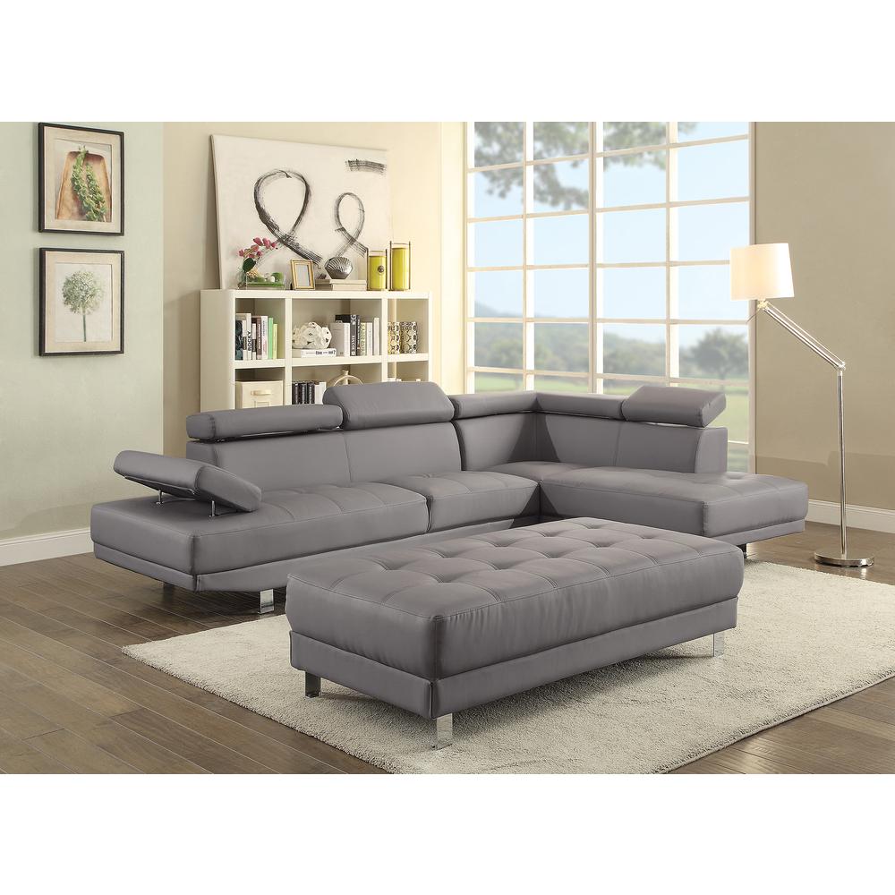 Riveredge Gray Faux Leather Upholstered Ottoman. Picture 3