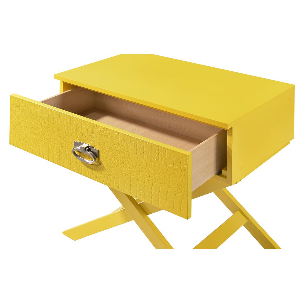 Xavier 1-Drawer Yellow Nightstand (25 in. H x 16 in. W x 27 in. D). Picture 3