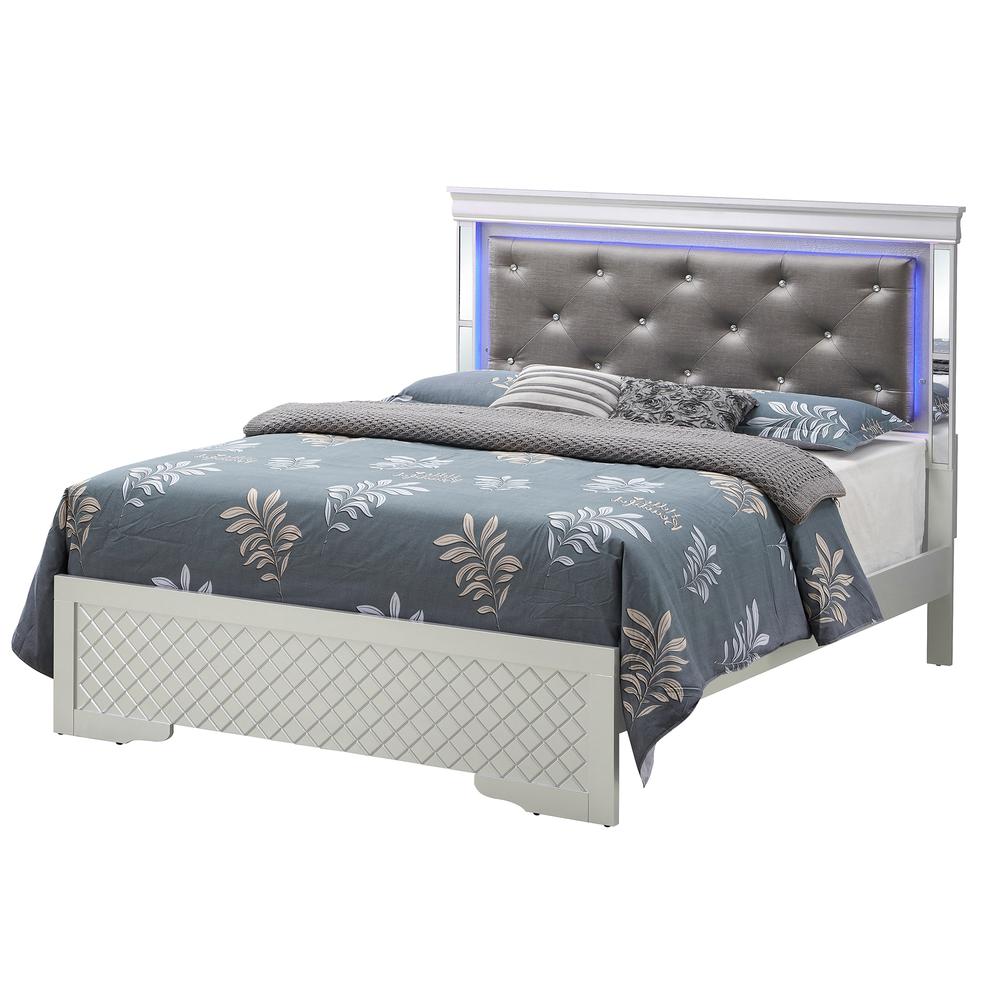 Verona Silver Champagne and Black Full Panel Beds. Picture 1
