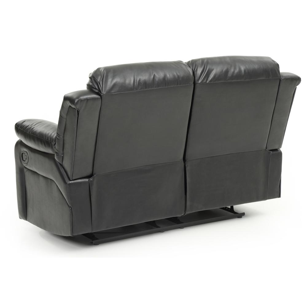 Daria 62 in. W Flared Arm Faux Leather Straight Reclining Sofa in Black. Picture 4