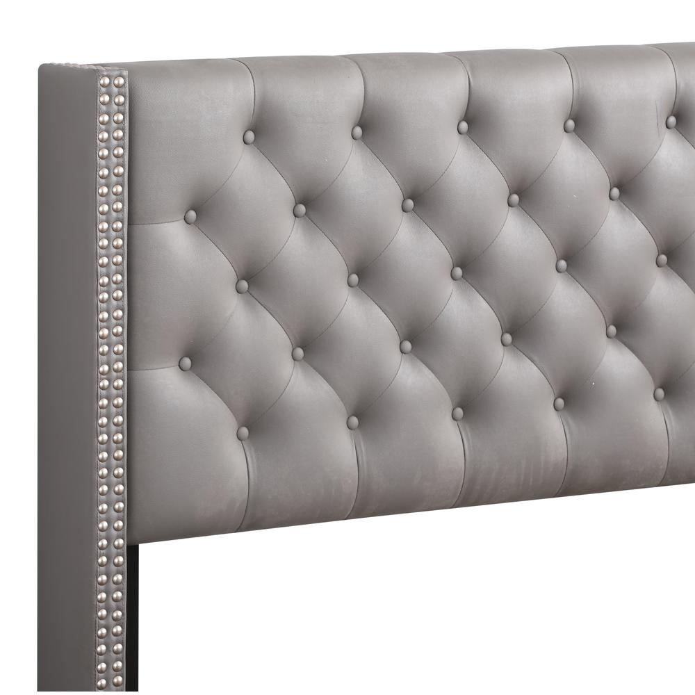 Julie Light Gray Queen Upholstered Panel Bed. Picture 4