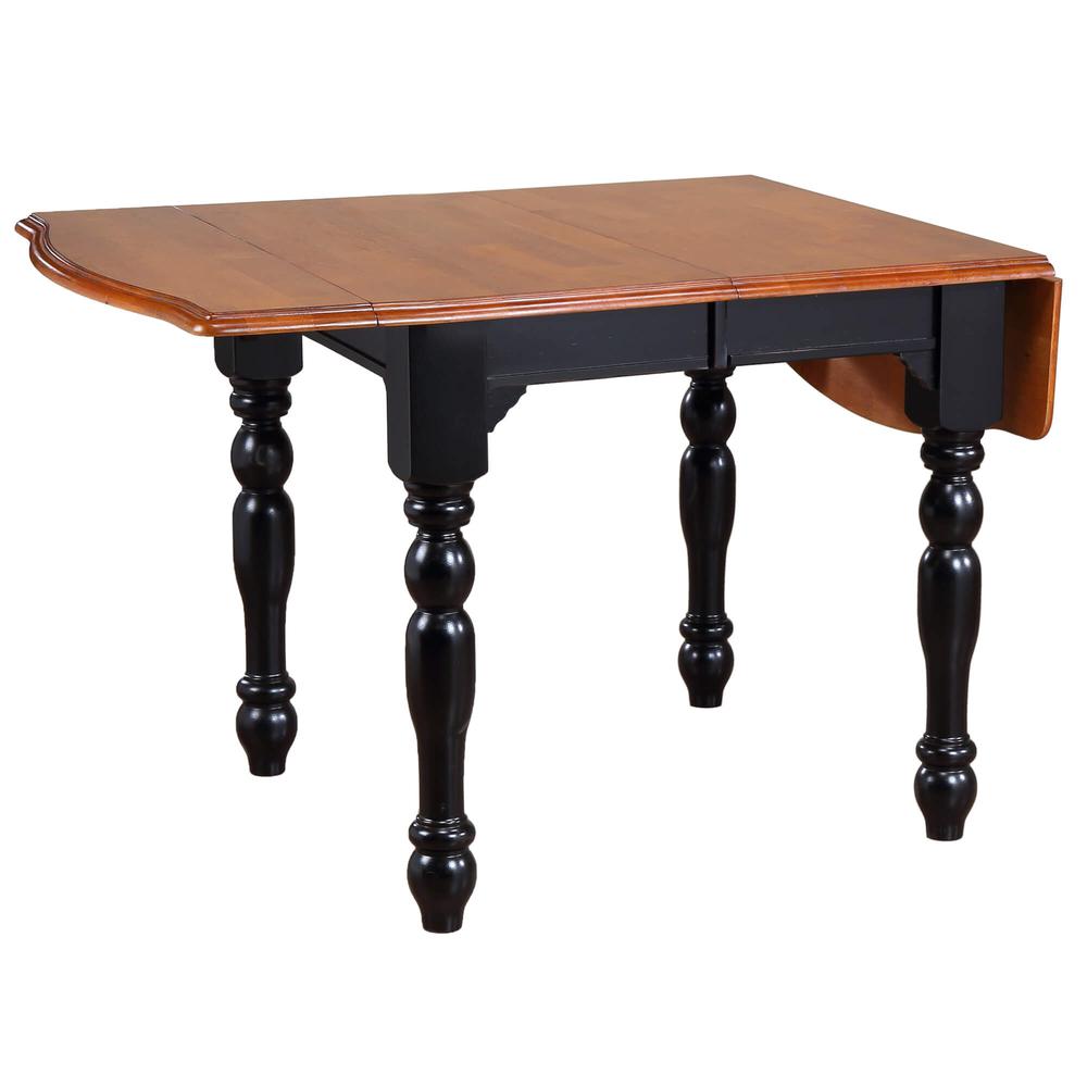 Oak Selections 36 in. Rectangle Distressed Antique Black with Cherry Wood Dining Table (Seats 8). Picture 5