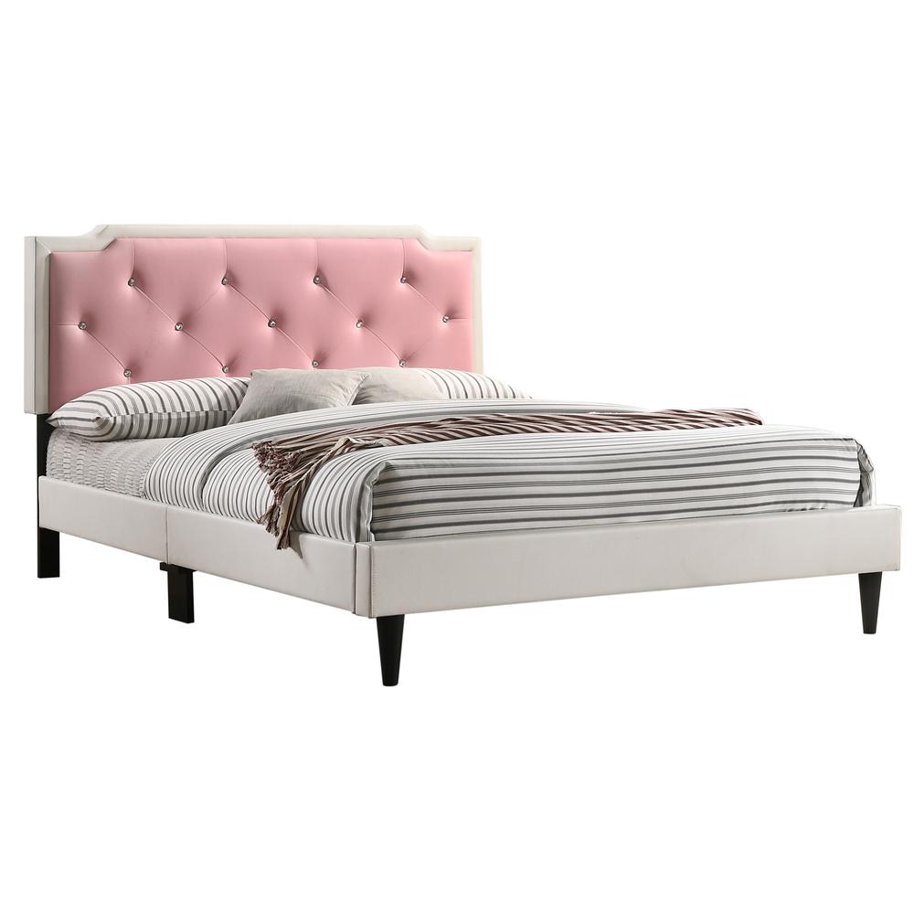 Deb Jewel White and Pink Tufted Full Panel Bed. Picture 2