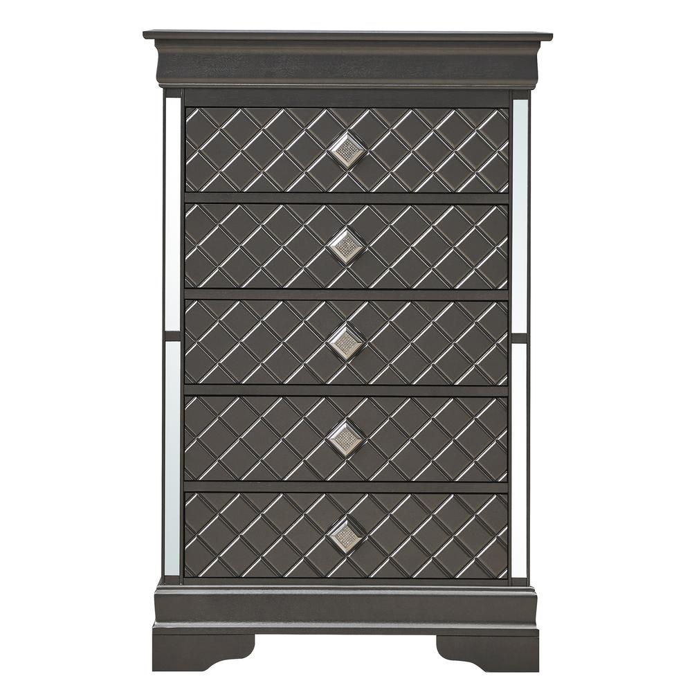 Verona Metalic Black 5-Drawer Chest of Drawers (31 in. L X 16 in. W X 48 in. H). Picture 1