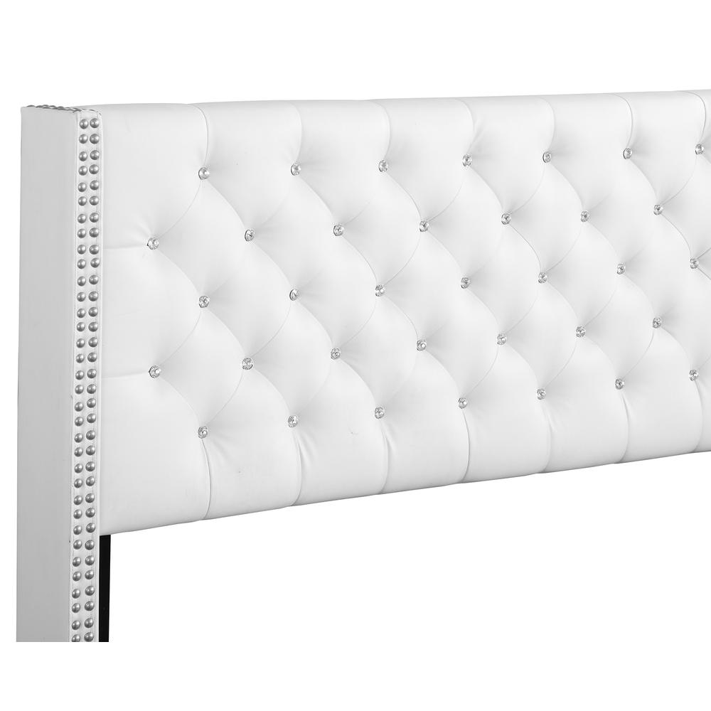 Julie White Tufted Upholstered Low Profile Queen Panel Bed. Picture 4