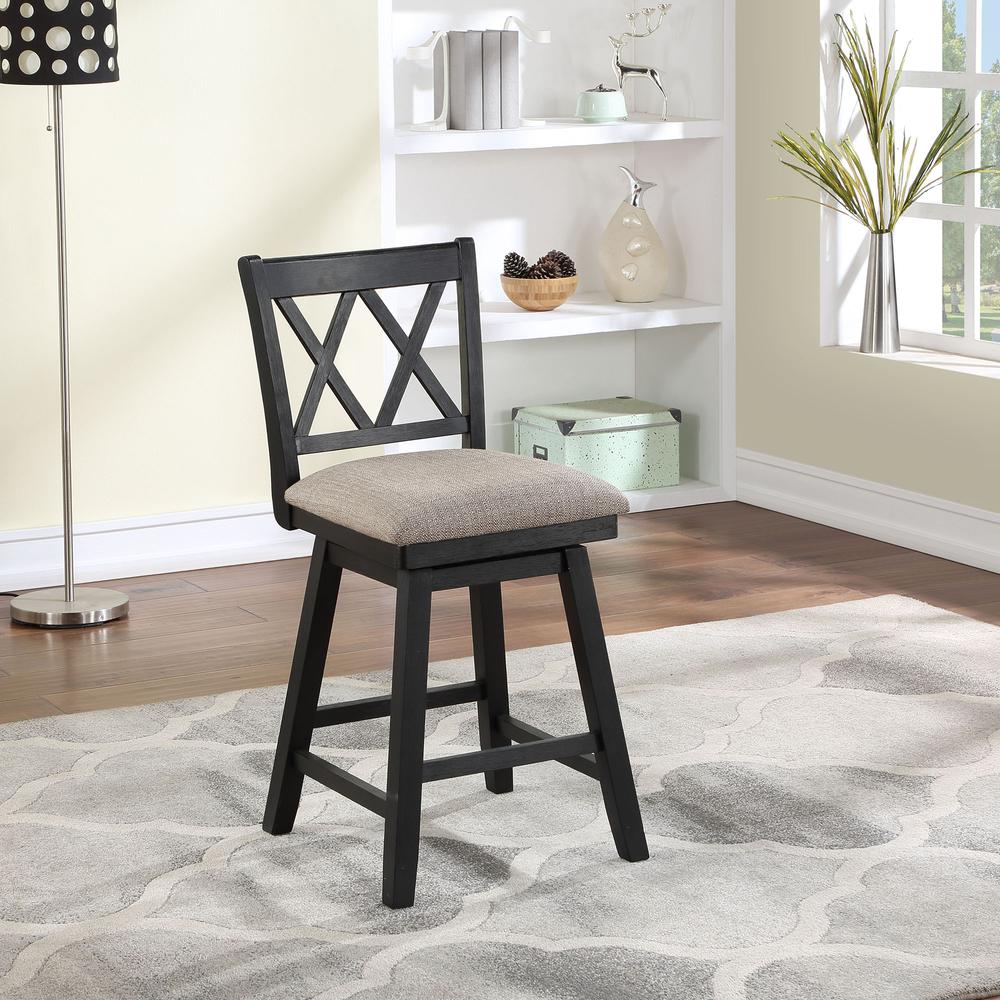 SH XX 37.5 in. Black High Back Wood 24 in. Bar Stool. Picture 6