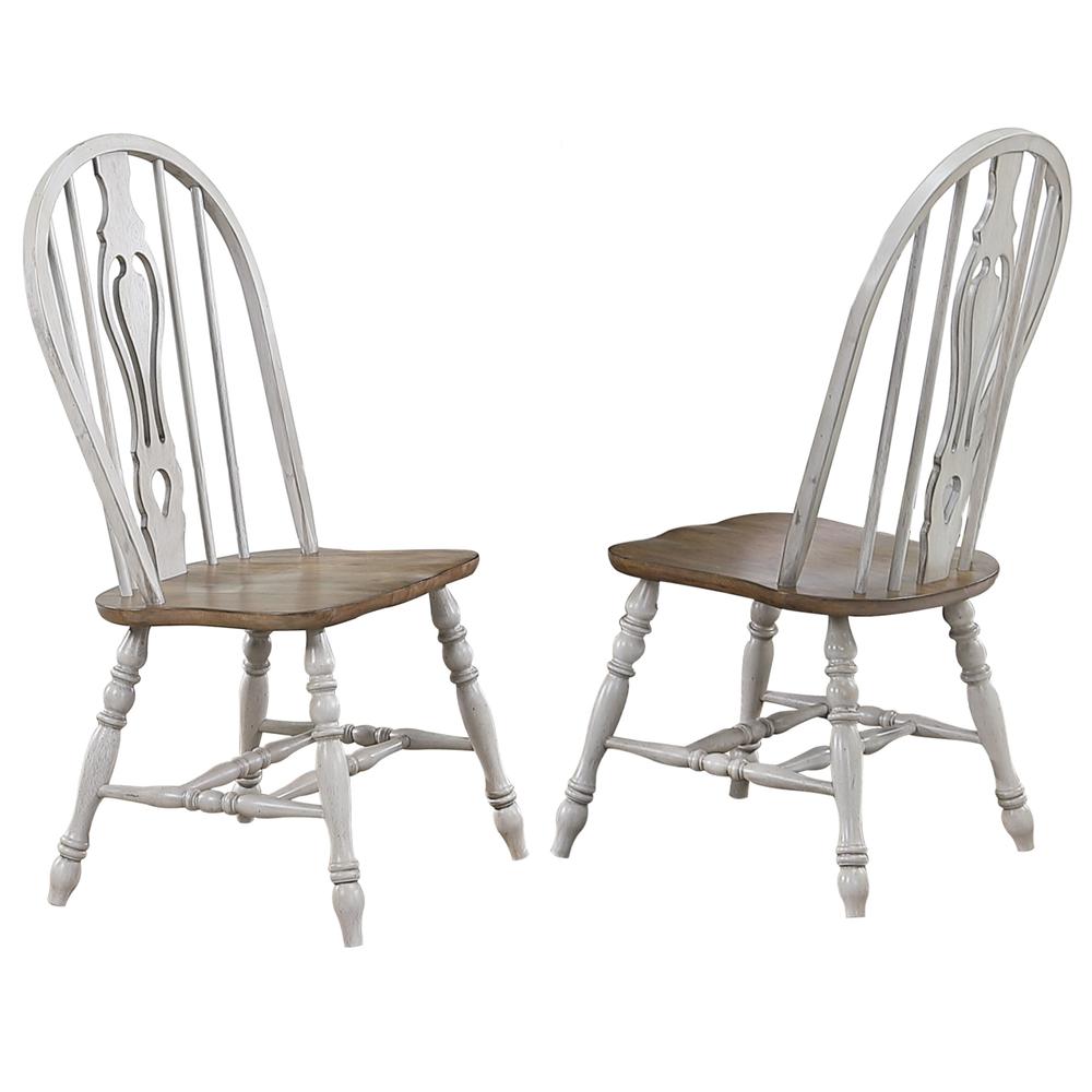 Country Grove Distressed Light Gray and Nutmeg Brown Side Chair (Set of 2). Picture 2