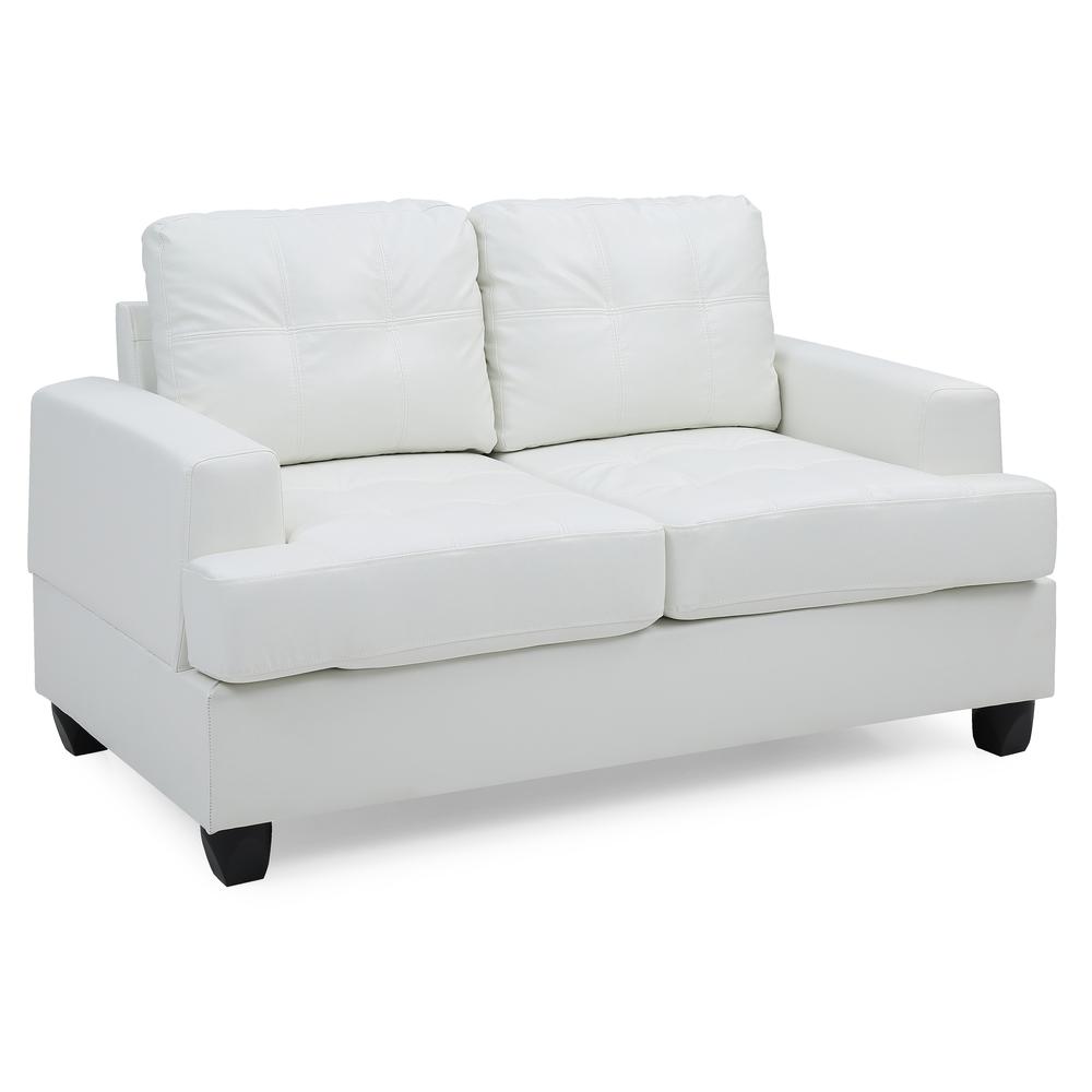 Sandridge 58 in. W Flared Arm Faux Leather Straight Sofa in White. Picture 2