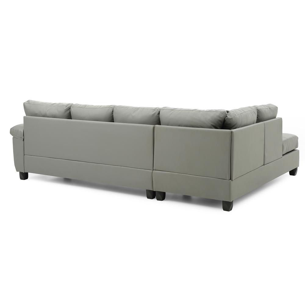 Gallant 111 in. W 2-piece Faux Leather L Shape Sectional Sofa in Gray. Picture 2