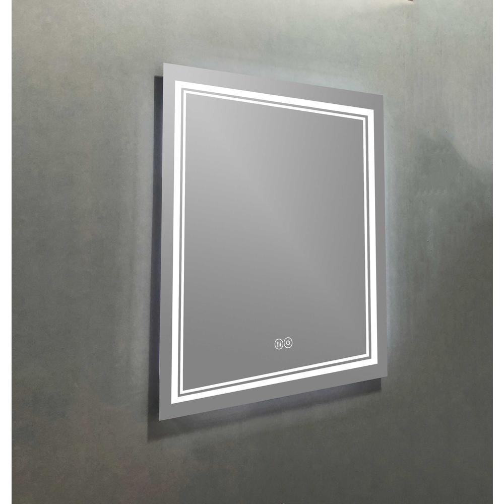 24 in. W x 30 in. H Rectangular Frameless Anti-Fog Wall Bathroom LED Vanity Mirror (in Silver). Picture 7