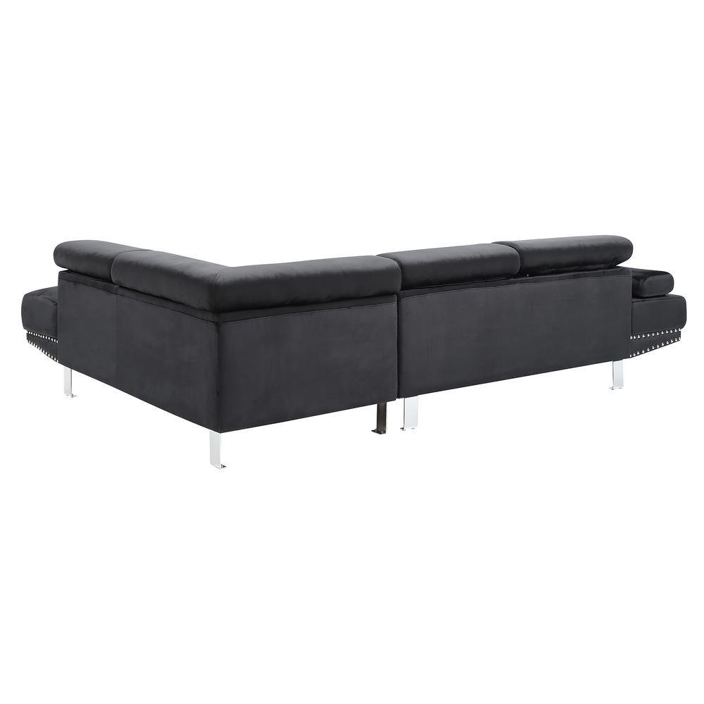 Derek 109 in. W 2-piece Velvet L Shape Sectional Sofa in Black. Picture 3
