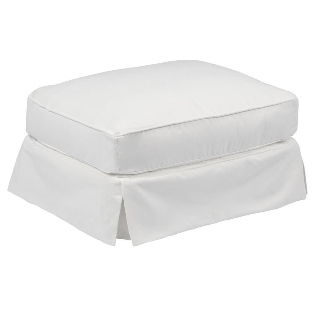 Americana White Upholstered Pillow Top Ottoman. Picture 2