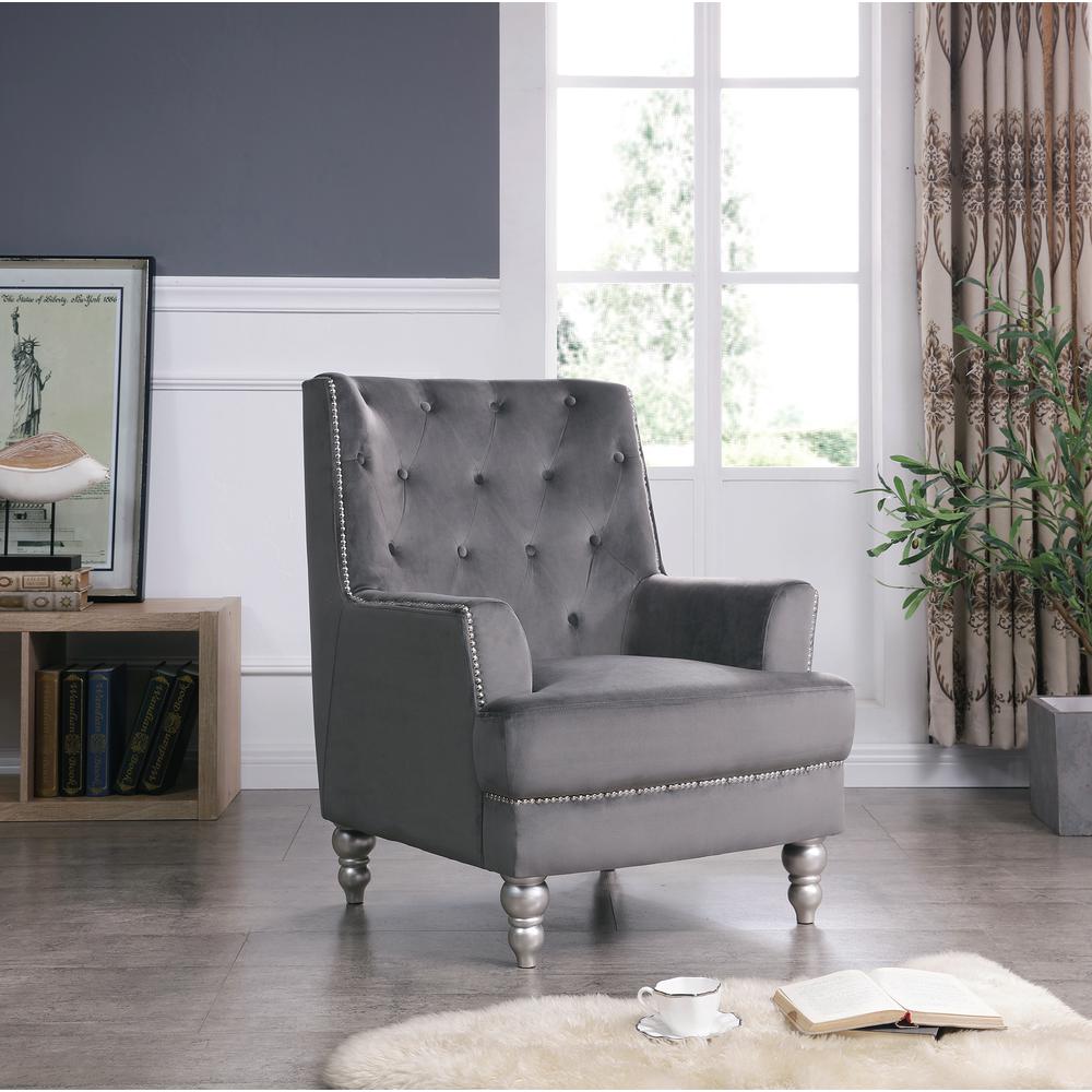 Pamona Dark Gray Upholstered Accent Chair. Picture 5