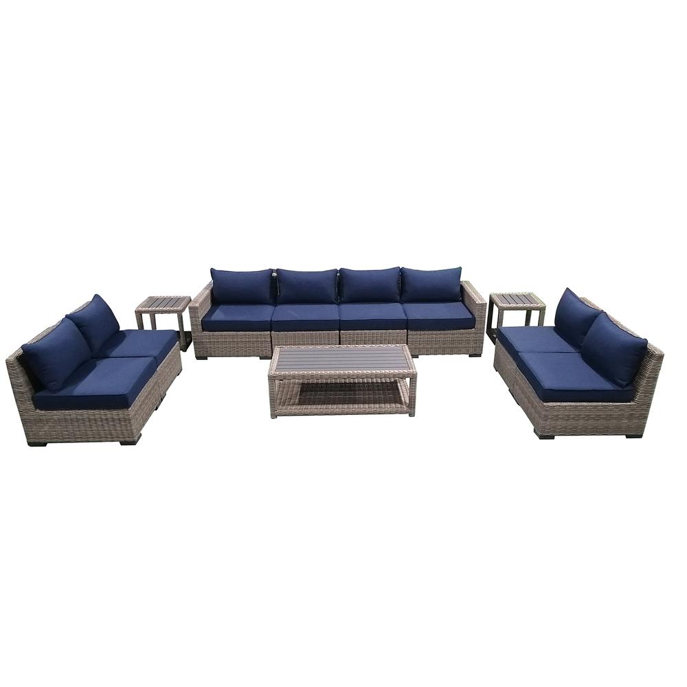 11-Piece Outdoor Patio Furniture Set Wicker Sectional Sofa & Couch with Coffee Table, CS-W17SS. Picture 1