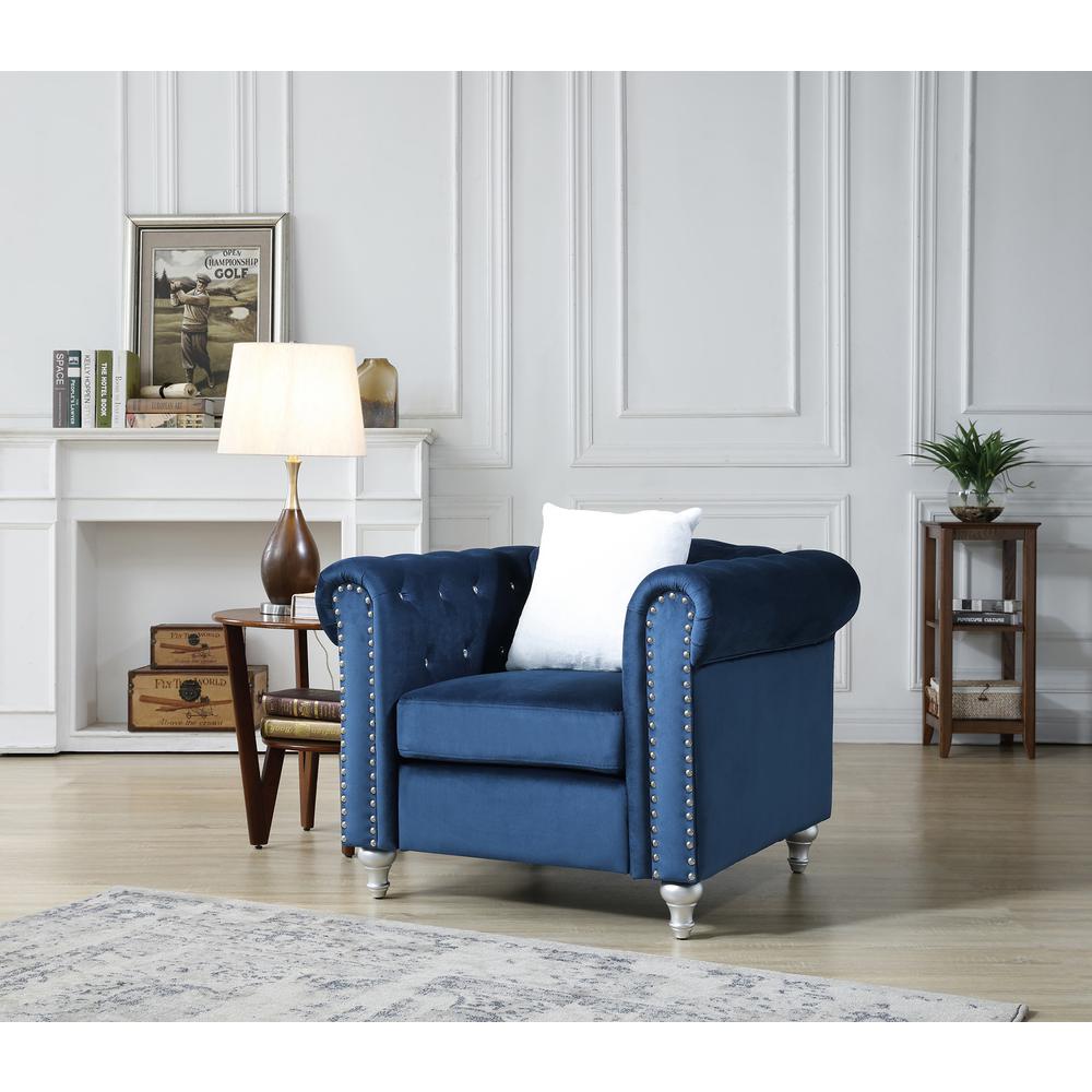 Raisa Navy Blue Accent Chair. Picture 5