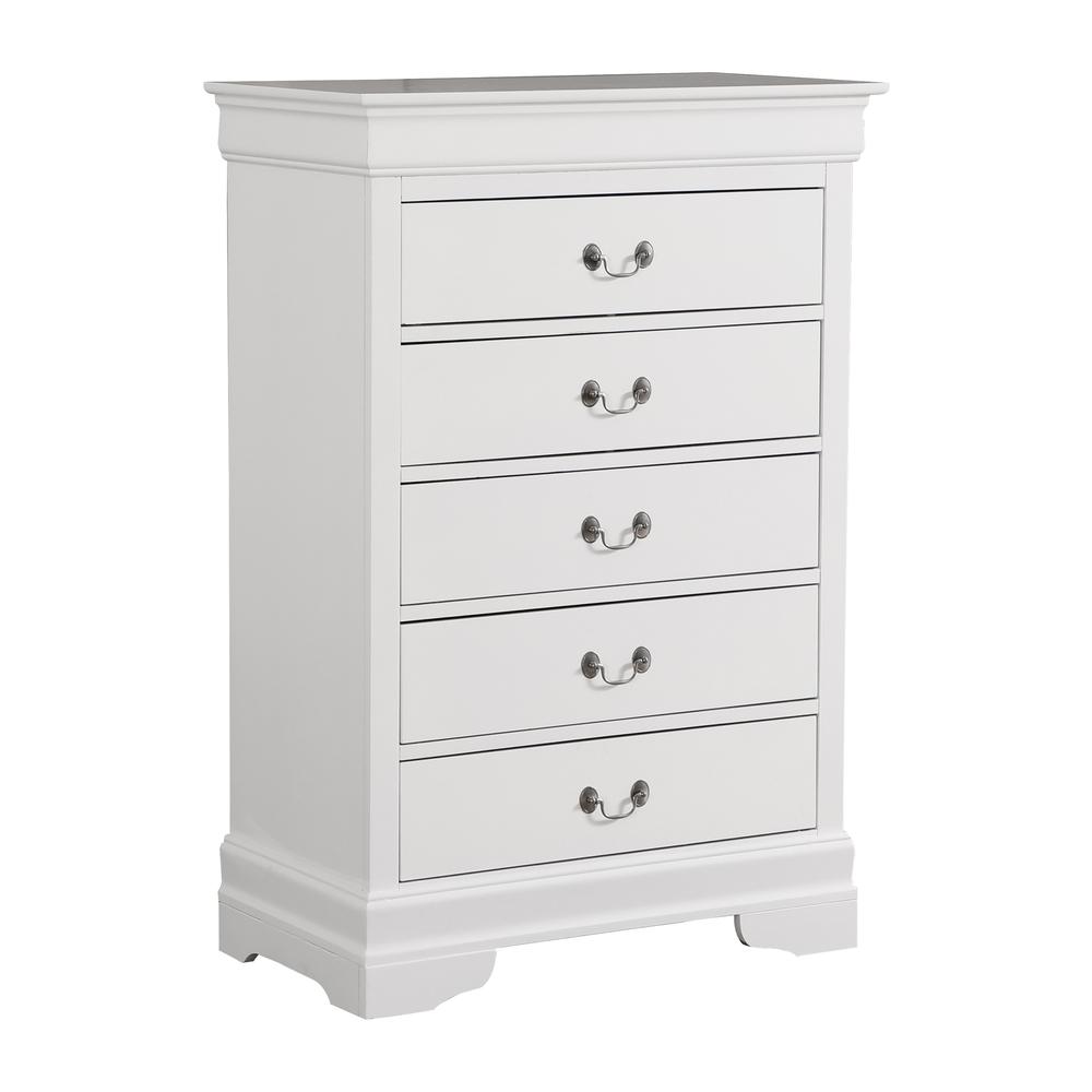 Louis Phillipe White 5 Drawer Chest of Drawers (33 in L. X 18 in W. X 48 in H.). Picture 1