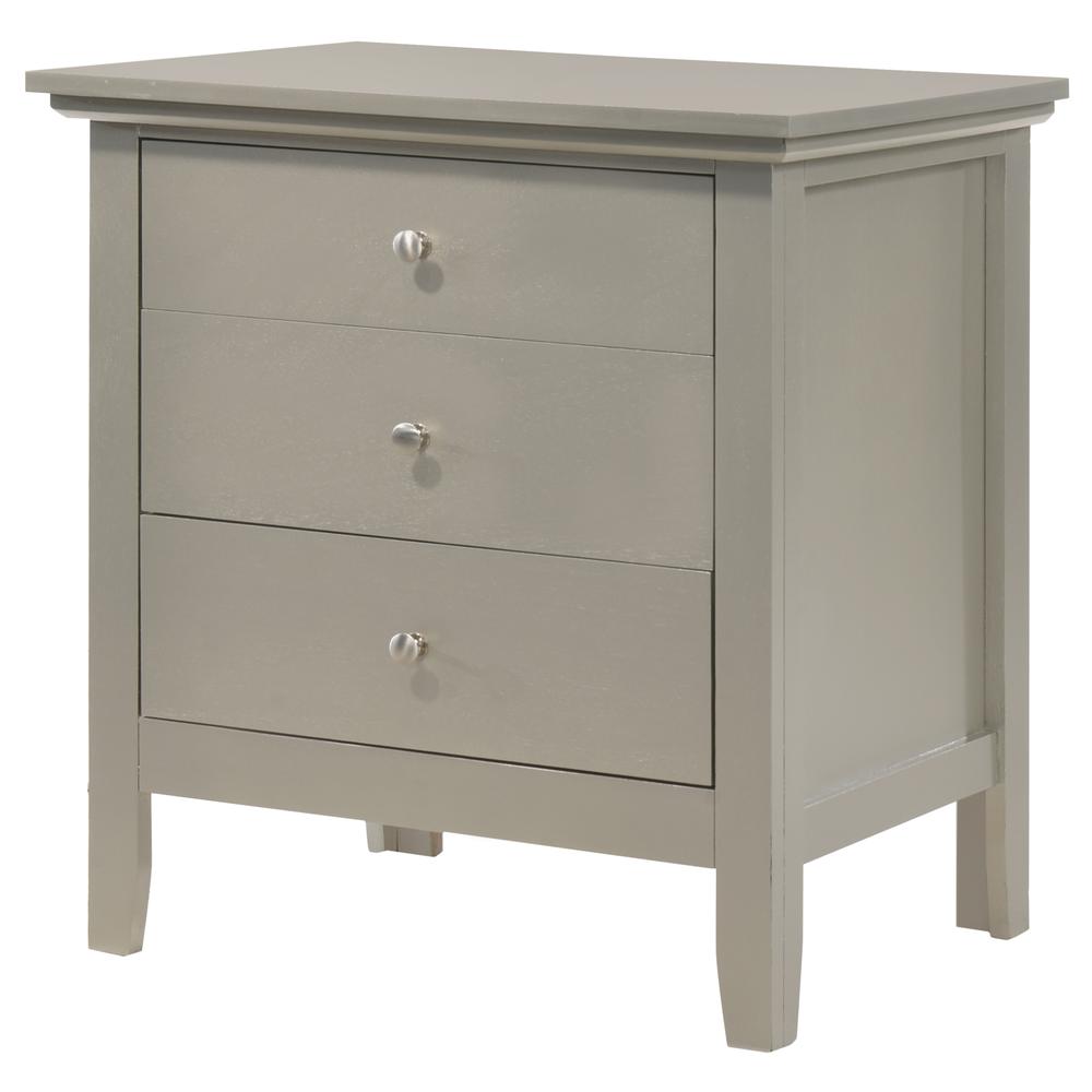 Hammond 3-Drawer Silver Champagne Nightstand (26 in. H x 18 in. W x 24 in. D). Picture 2