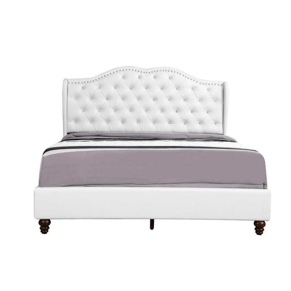 Joy Jewel White Jewel Tufted Queen Panel Bed. Picture 2