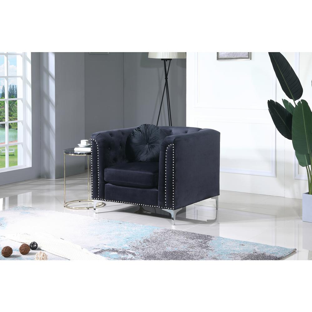 Pompano Black Tufted Velvet Accent Chair. Picture 6