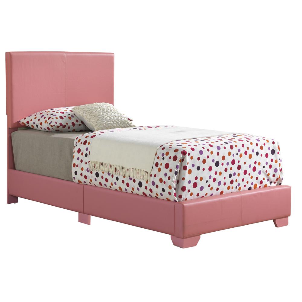 Aaron Pink Upholstered Twin Panel Bed. Picture 1