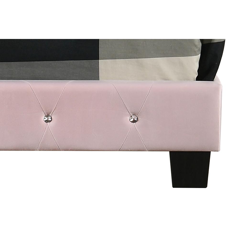 Suffolk Pink Tufted Velvet Upholstered King Panel Bed. Picture 5