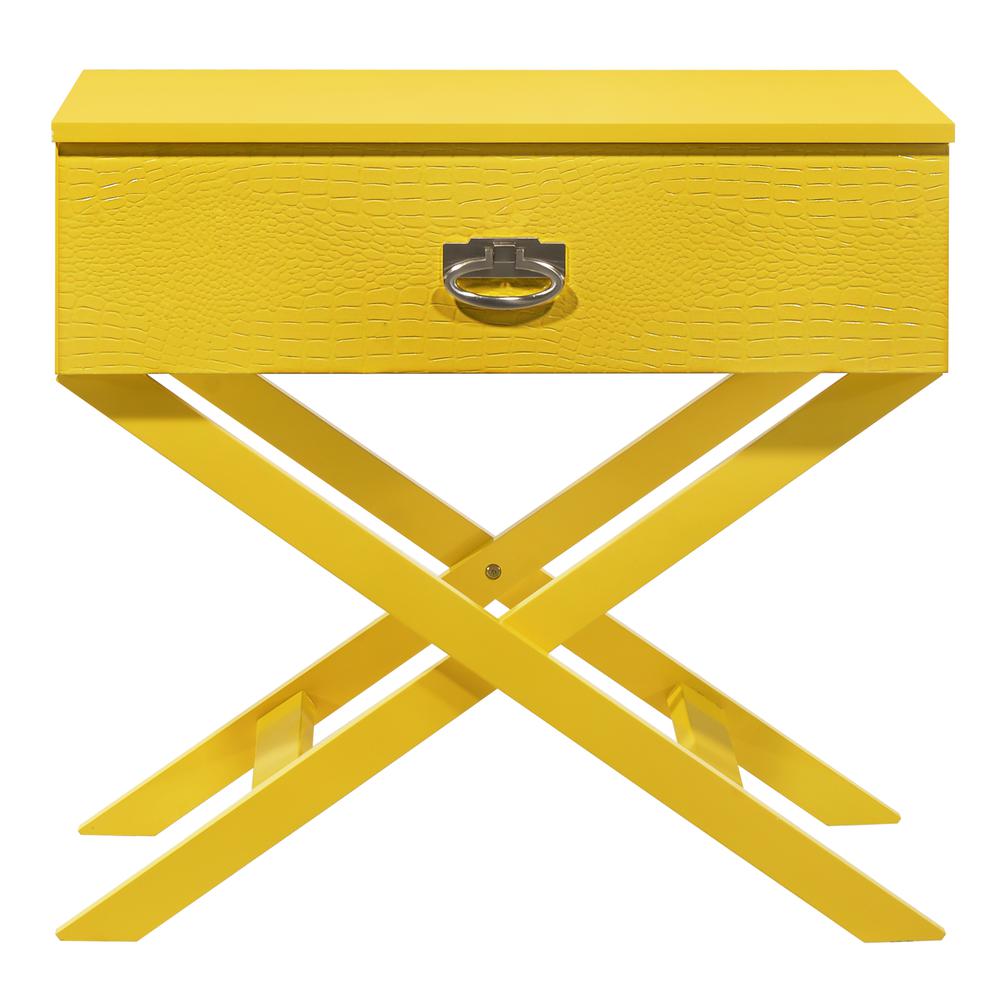 Xavier 1-Drawer Yellow Nightstand (25 in. H x 16 in. W x 27 in. D). Picture 1
