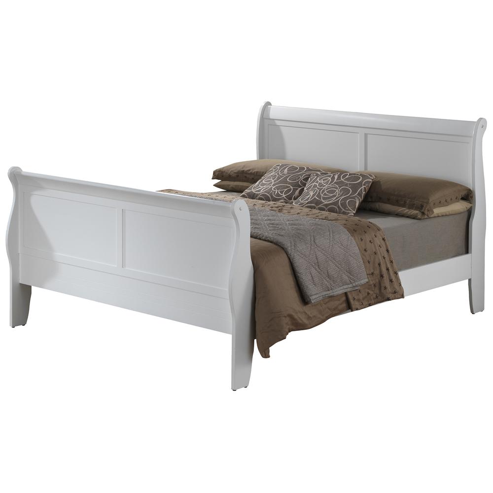 Louis Philippe White King Sleigh Wood Bed with High Footboard. Picture 2