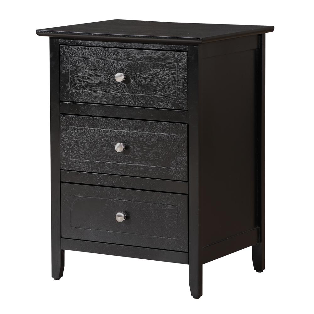 Daniel 3-Drawer Black Nightstand (25 in. H x 15 in. W x 19 in. D). Picture 2