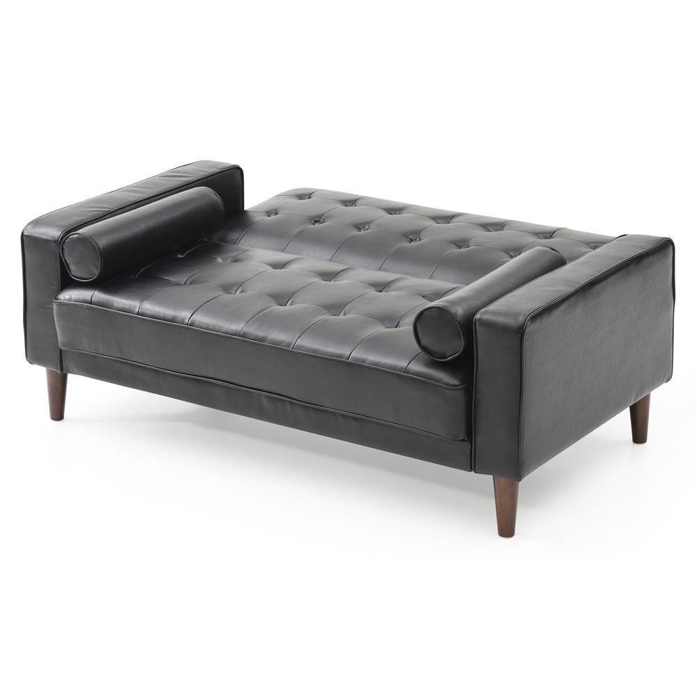 Andrews 60 in. W Flared Arm Faux Leather Straight Sofa in Black. Picture 3