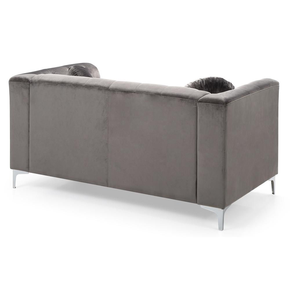 Pompano 62 in. Dark Gray Velvet 2-Seater Sofa with 2-Throw Pillow. Picture 4