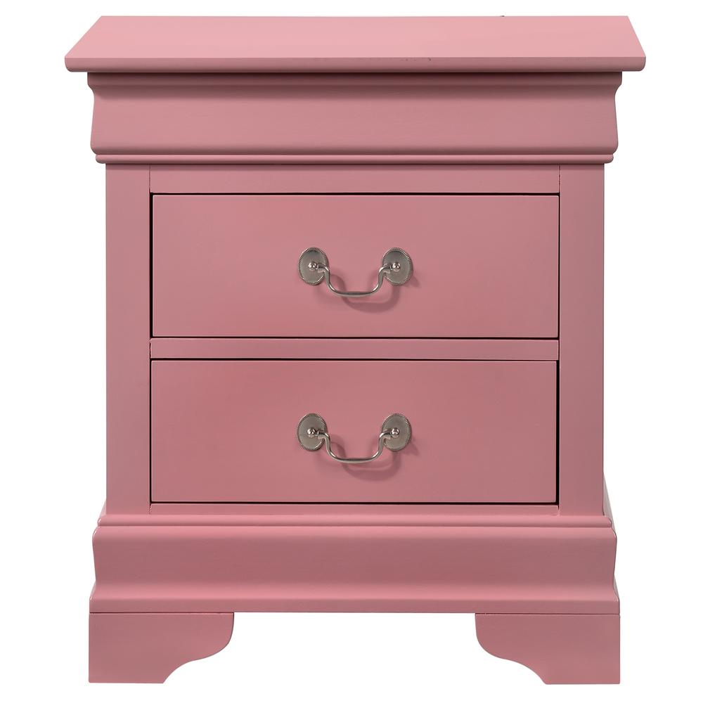 Louis Philippe 2-Drawer Pink Nightstand (24 in. H X 22 in. W X 16 in. D). Picture 1