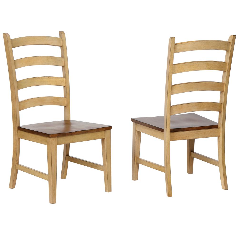 Distressed Two Tone Light Creamy Wheat with Warm Pecan Brown Side Chair (Set of 2), BH-BR-C80-PW-2. Picture 1