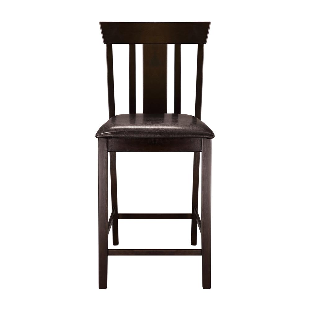 Rochelle 38.75 in. Espresso Full Back Wood Frame Bar Stool with Faux Leather Seat (Set of 2). Picture 5