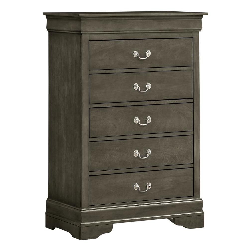 Louis Phillipe Gray 5 Drawer Chest of Drawers (33 in L. X 18 in W. X 48 in H.). Picture 1