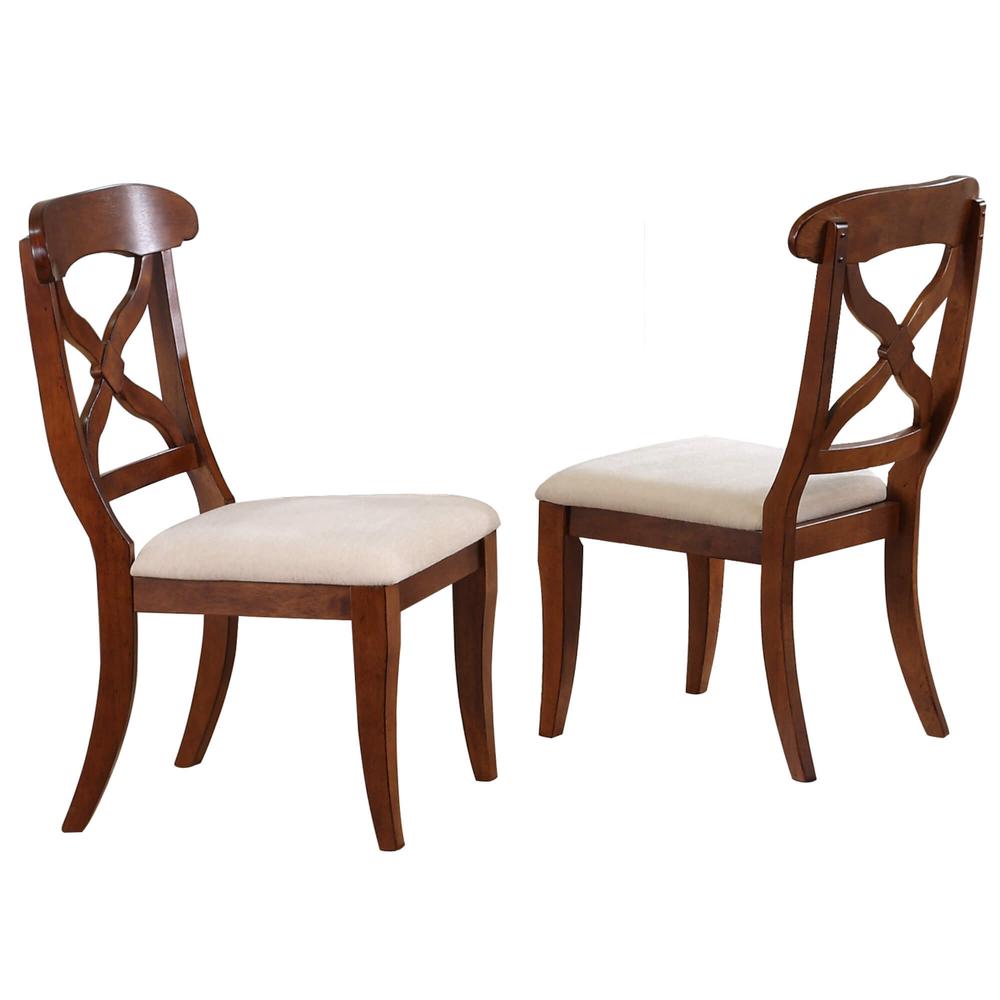 Andrews Distressed Chestnut Brown Upholstered Side Chair (Set of 2). Picture 1