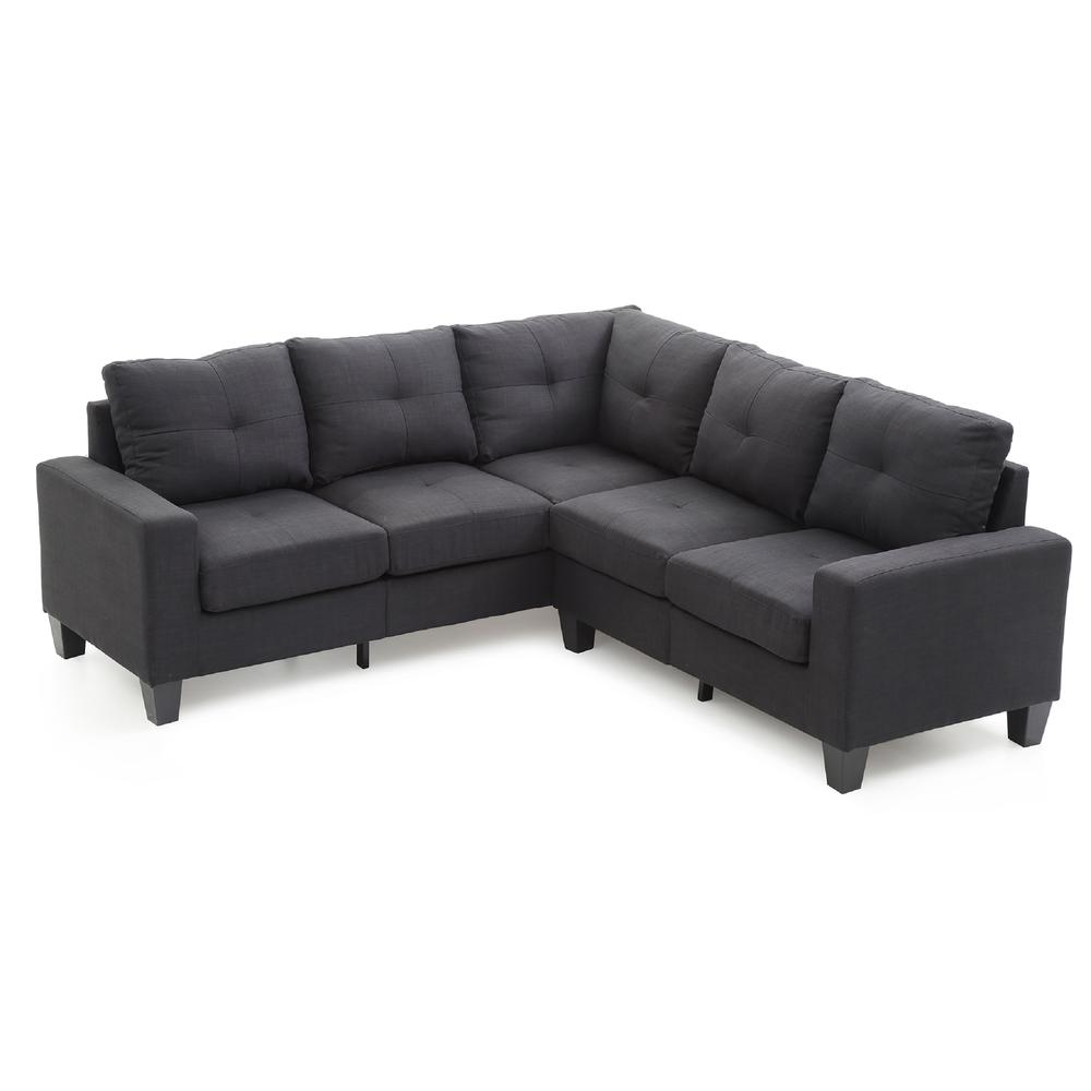 Newbury 82 in. W 2-piece Polyester Twill L Shape Sectional Sofa in Black. Picture 2