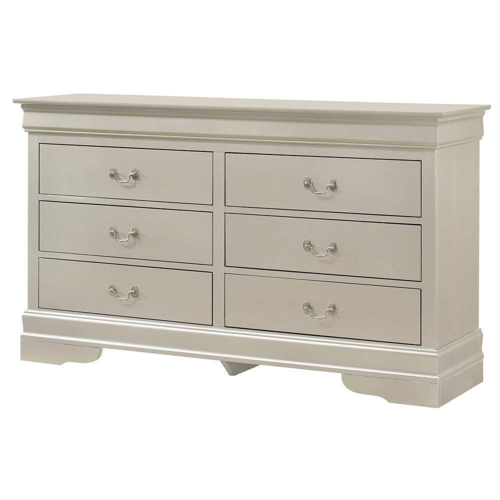 Louis Phillipe 2 6-Drawer Silver Champagne Dresser (33 in. X 16 in. X 57 in.). Picture 2
