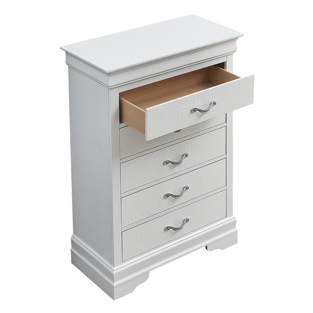 Lorana Silver Champagne 5-Drawer Chest of Drawers (31 in. L X 16 in. W X 48 in. H), PF-G6590-CH. Picture 3
