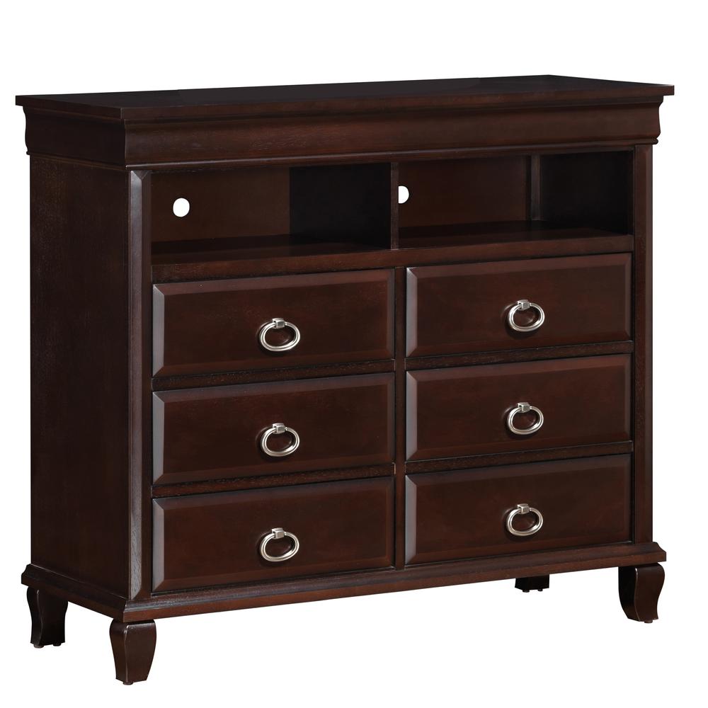 Triton Cappuccino 6-Drawer Chest of Drawers (47 in. L X 17 in. W X 40 in. H). Picture 2