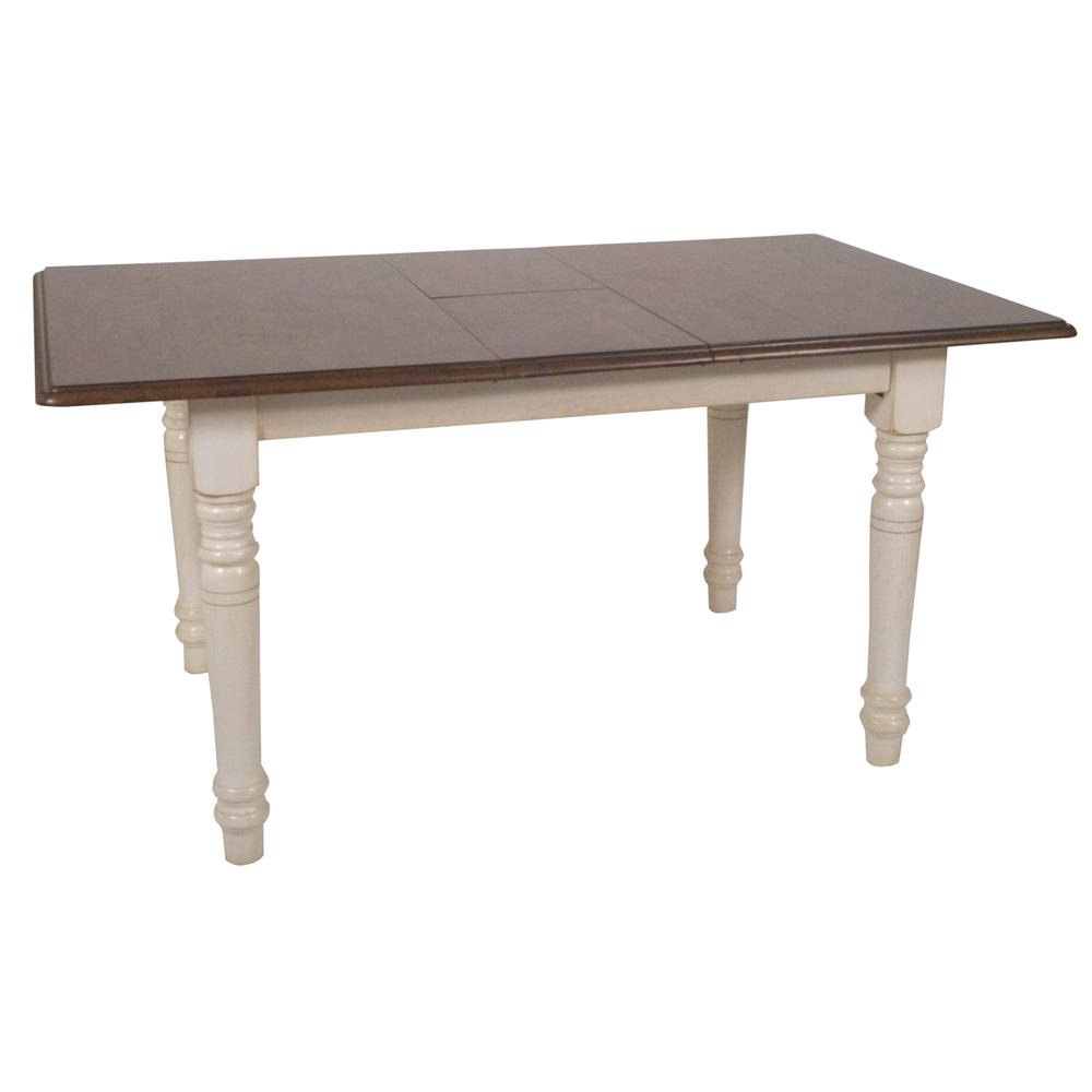 Andrews 48 in. Rectangle Distressed Antique White and Chestnut Brown Wood Dining Table (Seats 6). Picture 4
